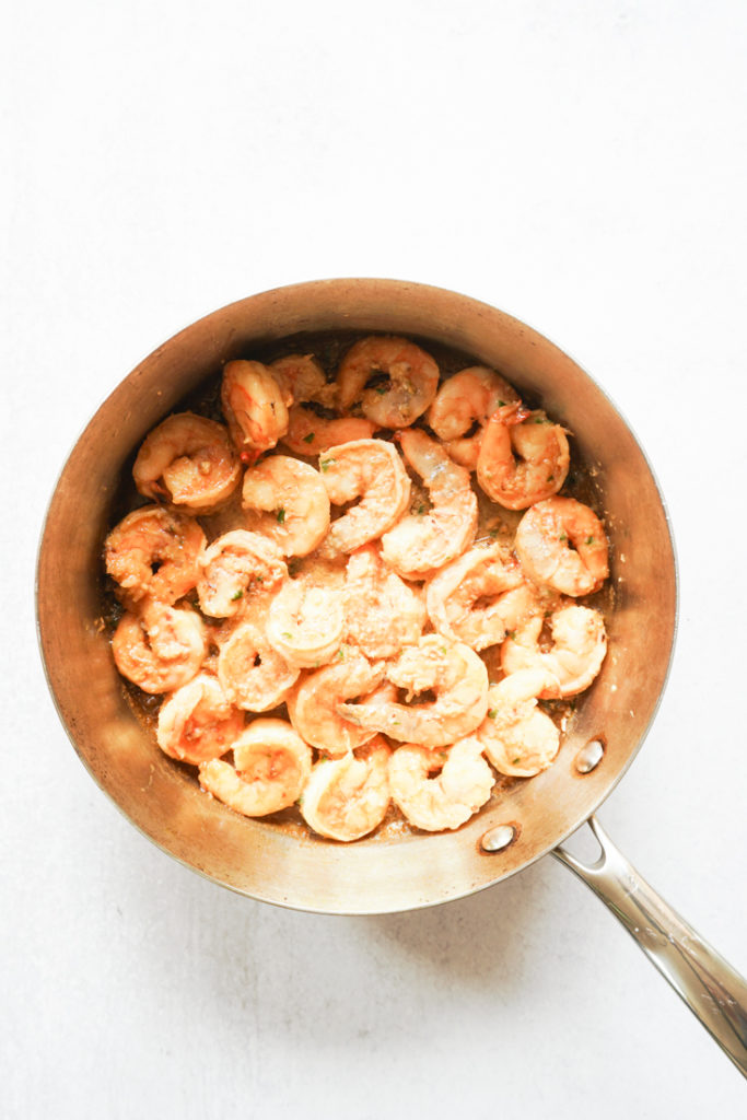 Shrimp in a saute pan