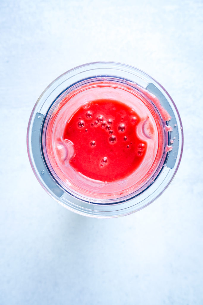 strawberry puree in a blender jar