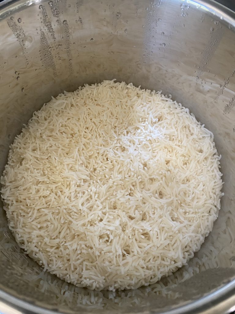 Cooked basmati rice in the instant pot
