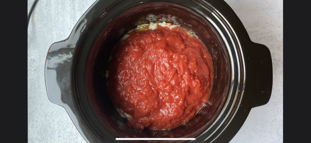 crushed tomatoes in the crockpot