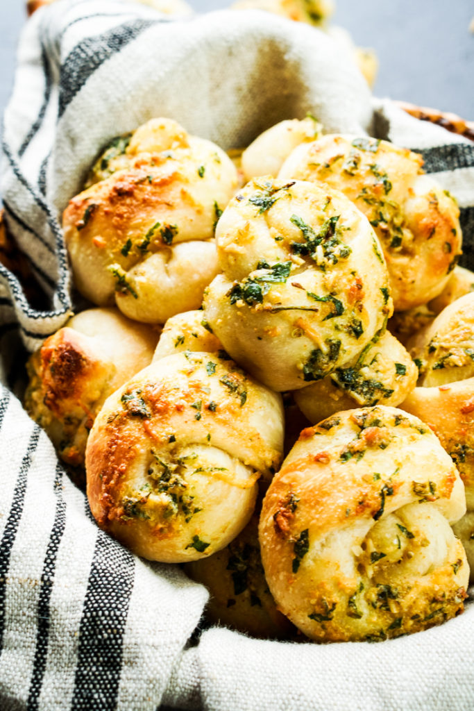 garlic knots in a basket