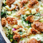 croissant casserole bake in a baking pan