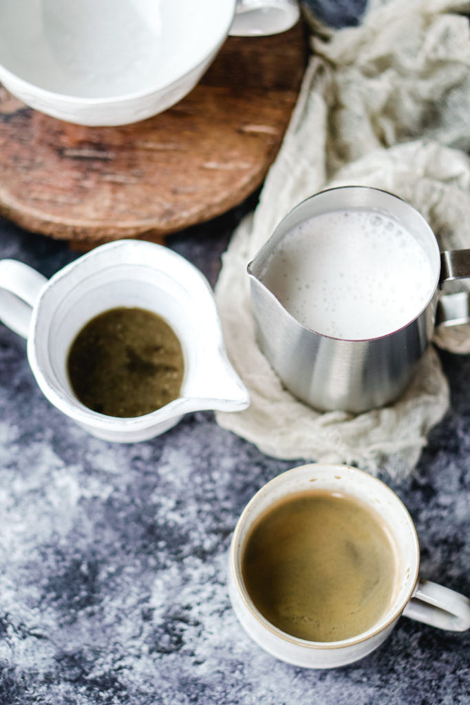 Coconut Jaggery caramel, espresso shot and steamed milk