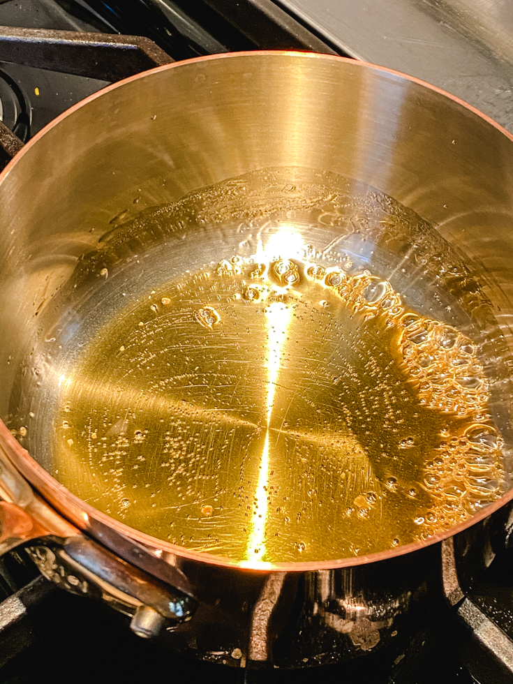 jaggery caramel in a saucepan