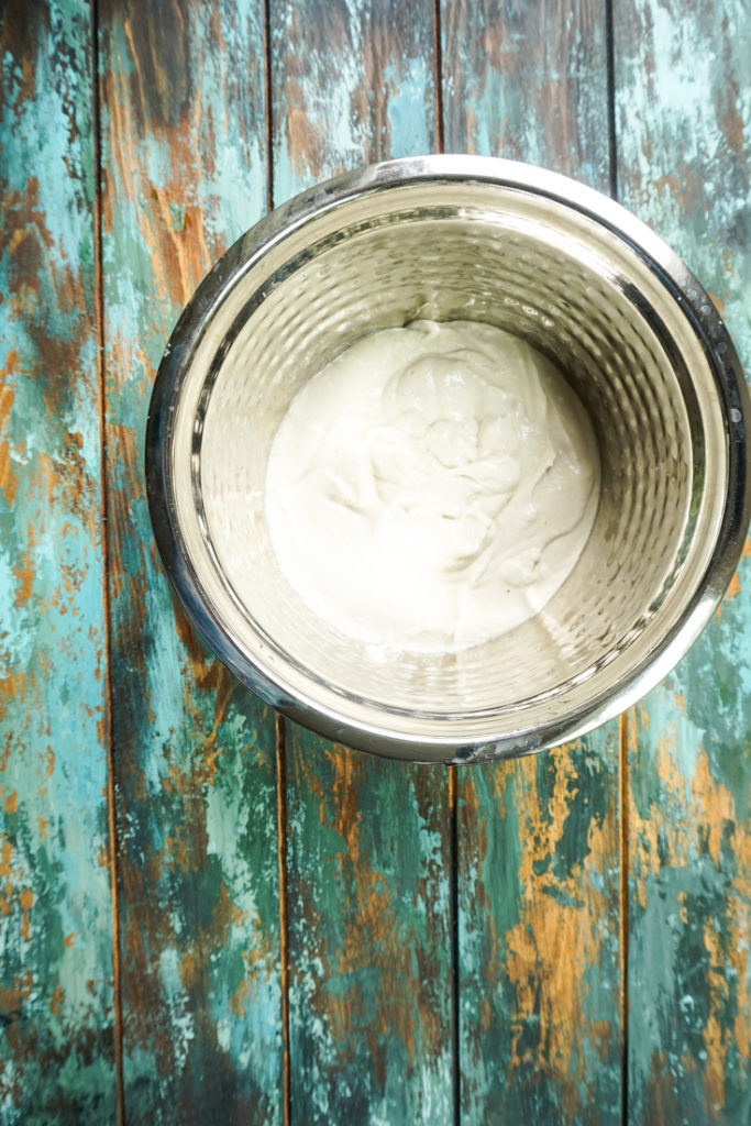 batter in a stainless steel bowl