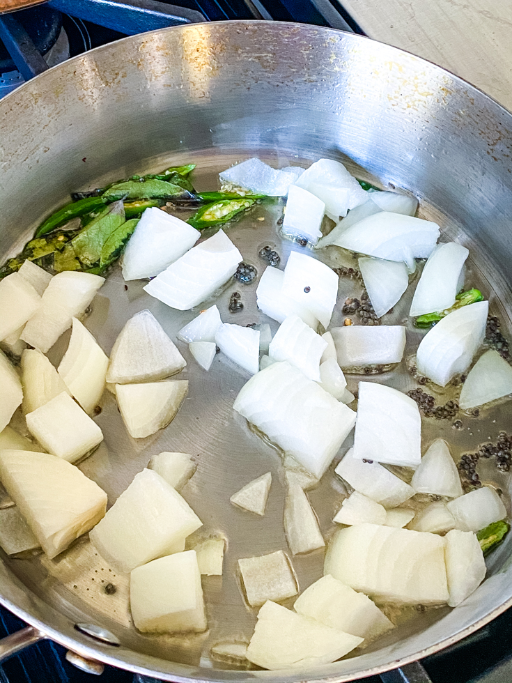 onions in a saute pan