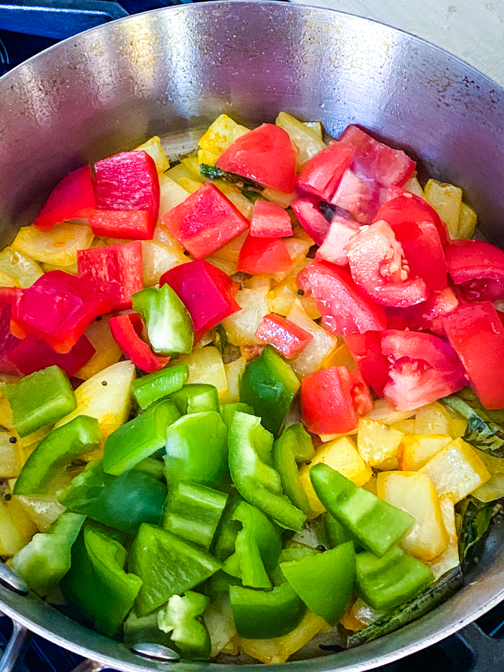 bell peppers in a saute pan