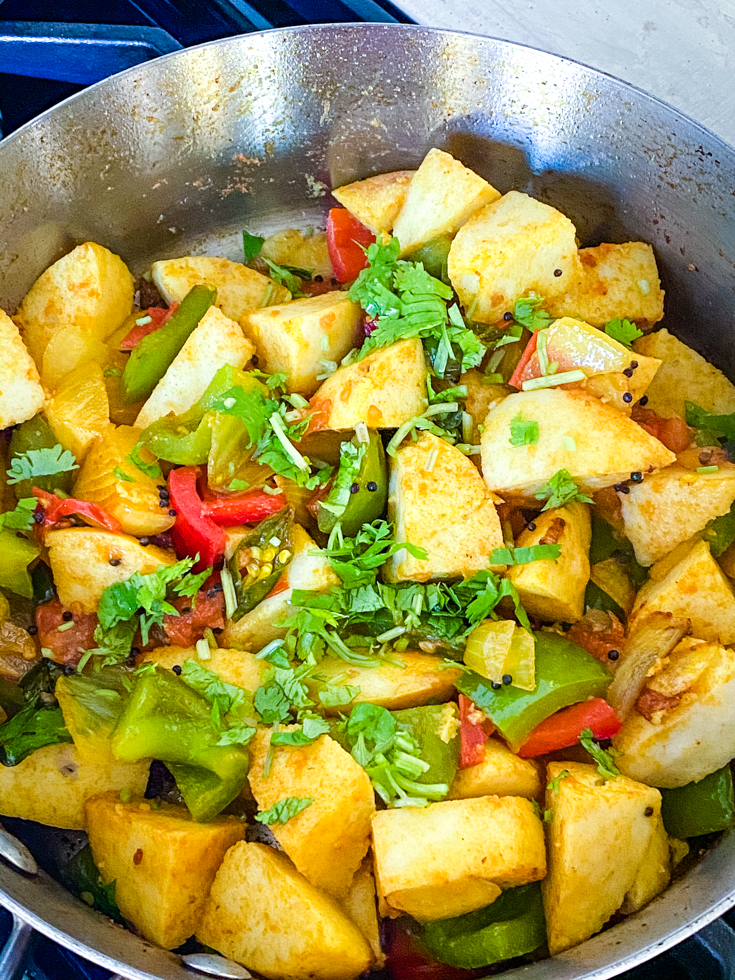 Masala idli fry in a saute pan