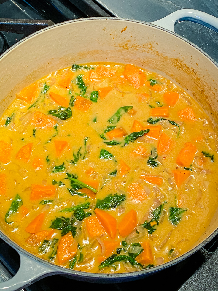 sweet potato curry in a Dutch oven