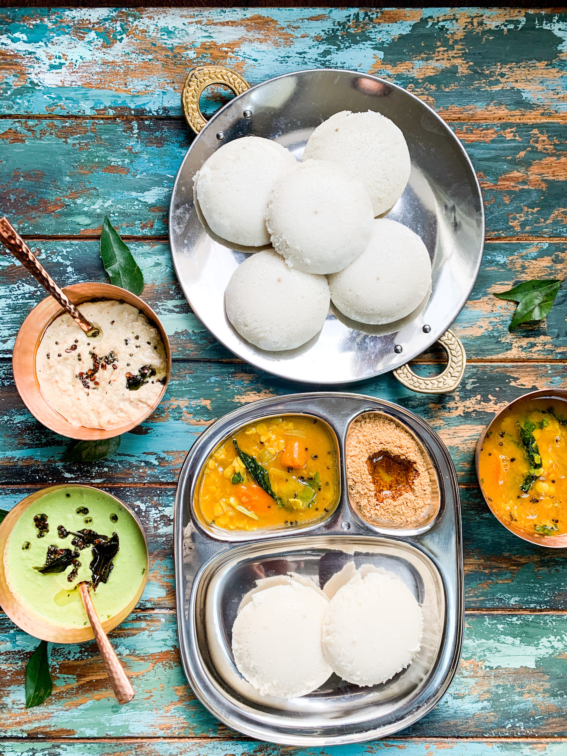 A spread of South Indian style breakfast