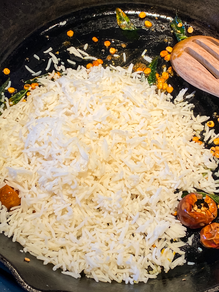 rice in a skillet