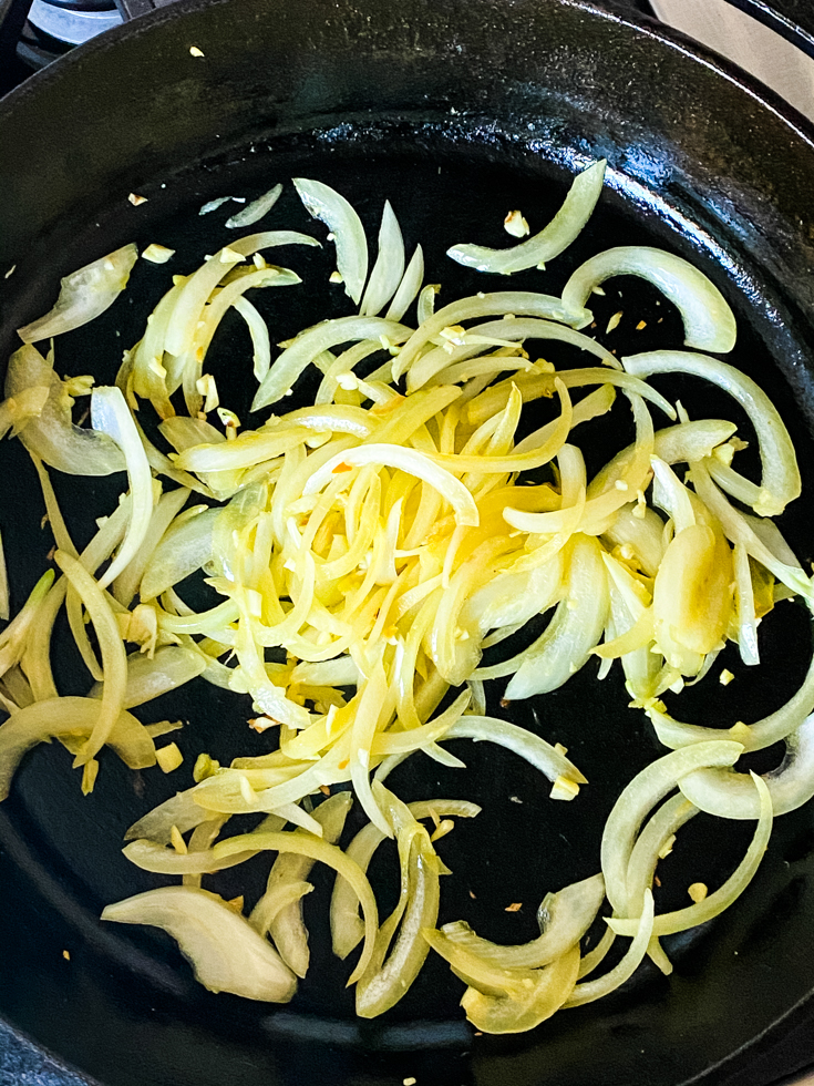 onions and garlic in a skillet