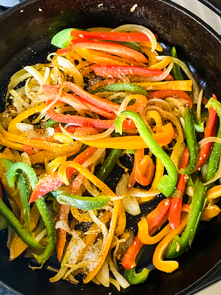 peppers added to skillet