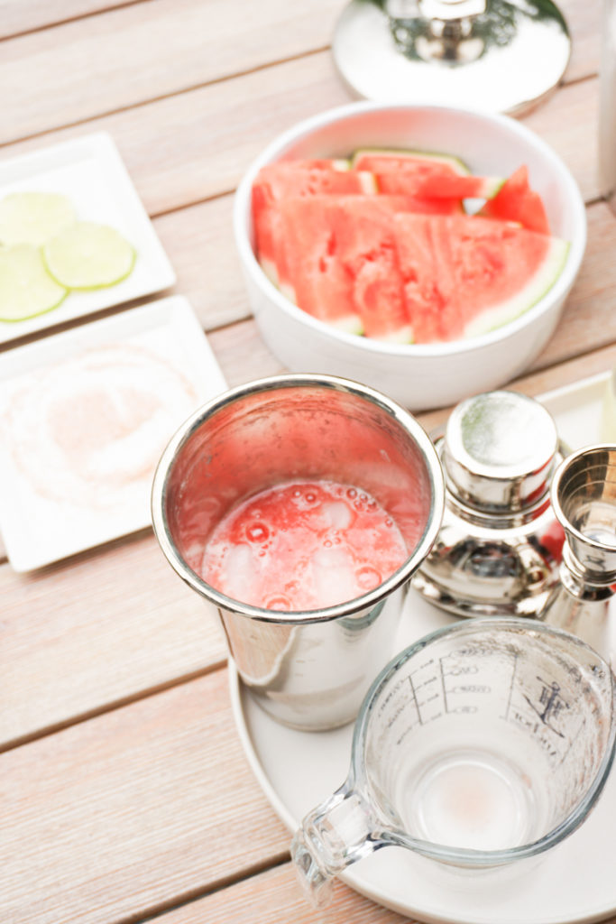 ingredients for watermelon margarita laid out