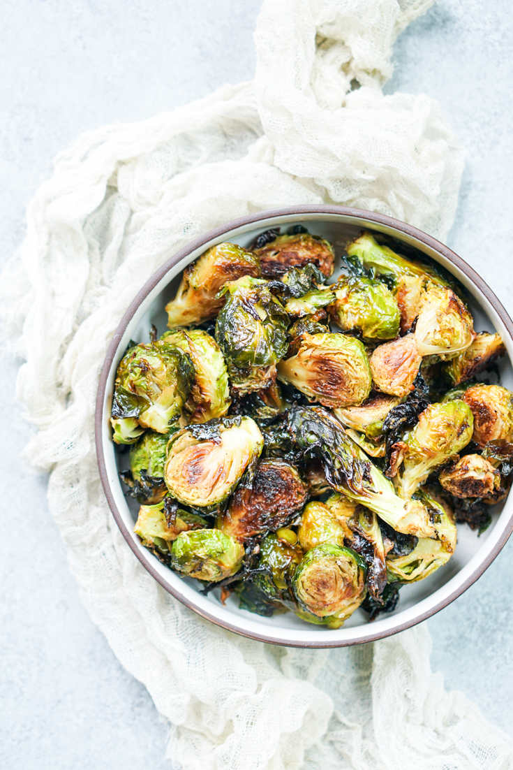 brussels sprouts in a shallow bowl