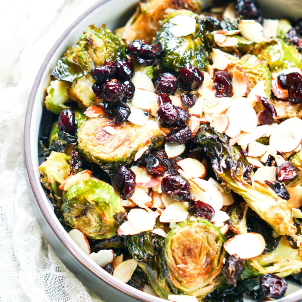 Brown Butter Brussels Sprouts with Dried Cranberries and Almonds