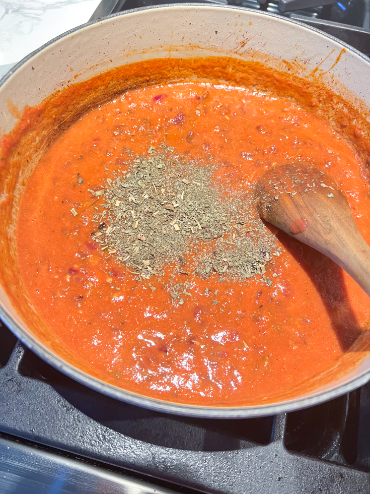 kasuri methi added to the onion tomato sauce