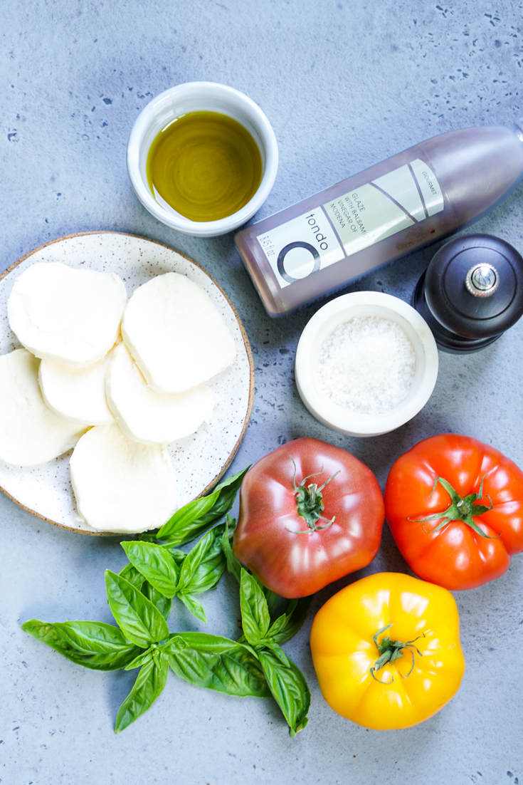 ingredients for caprese salad laid out