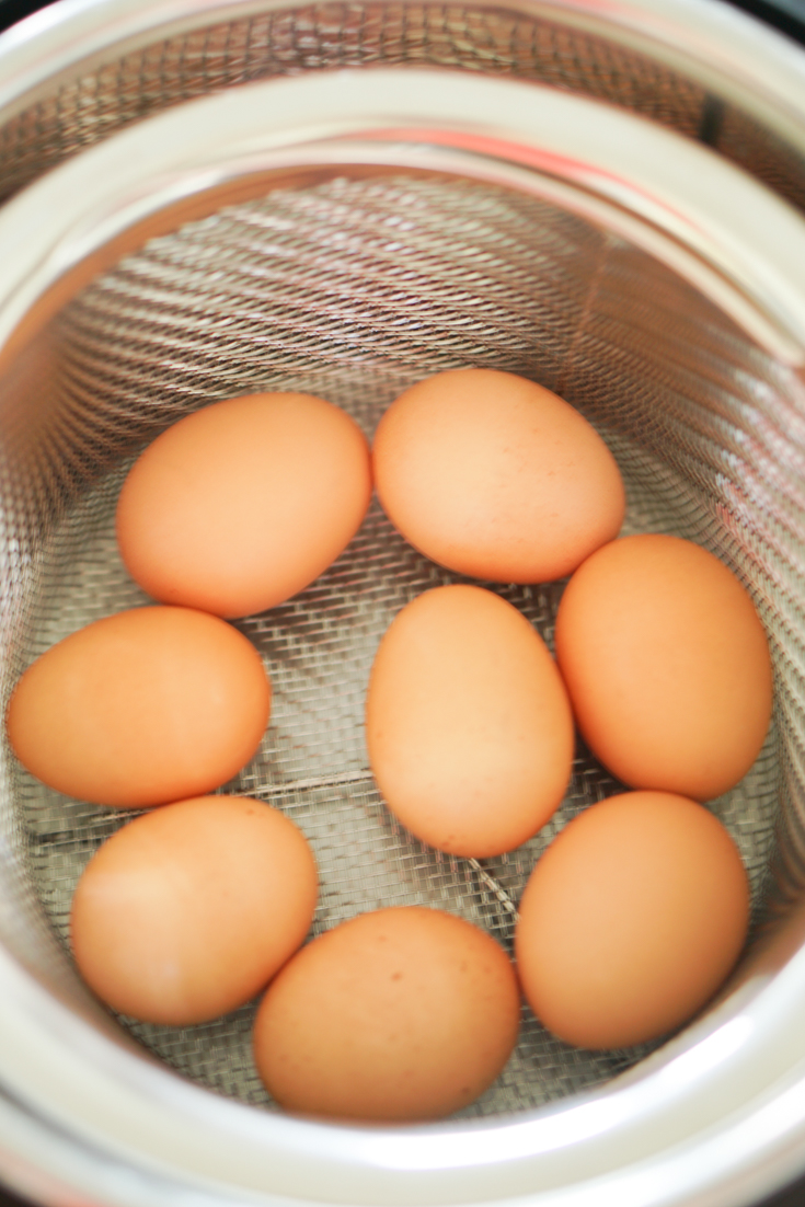 Eggs in a steamer basket in the Instant Pot