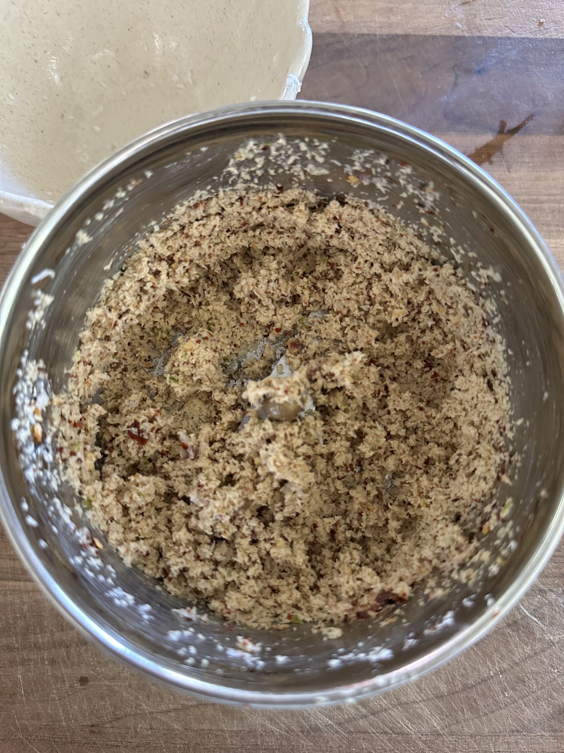ground coconut with spices in the mixer jar