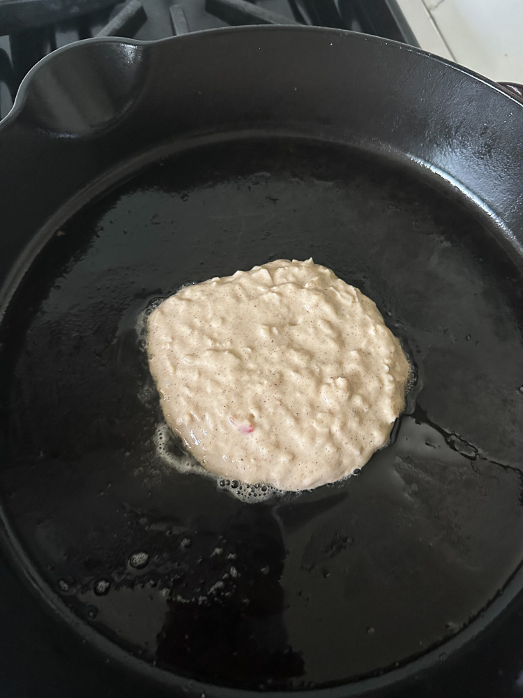 pancake in a greased skillet