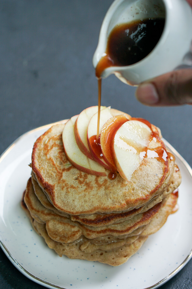 Spiced Apple Cider Pancakes with Cider Maple Syrup - Cooking Curries