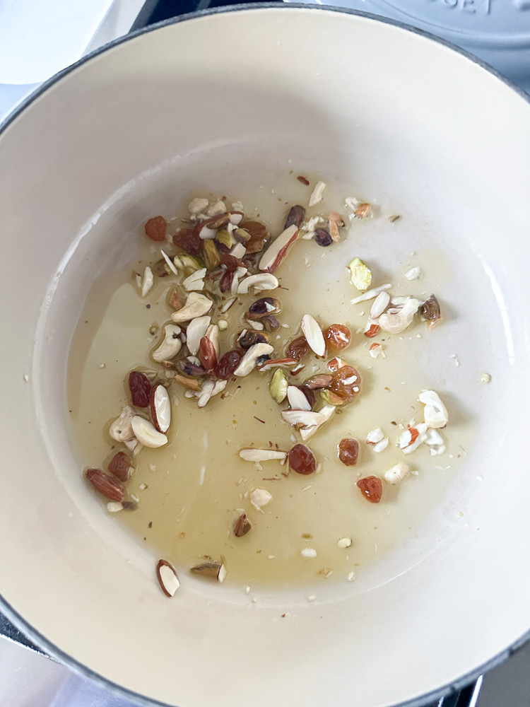 raisins and nuts in ghee