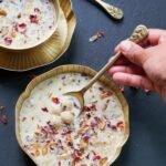 makhana kheer in two brass bowls